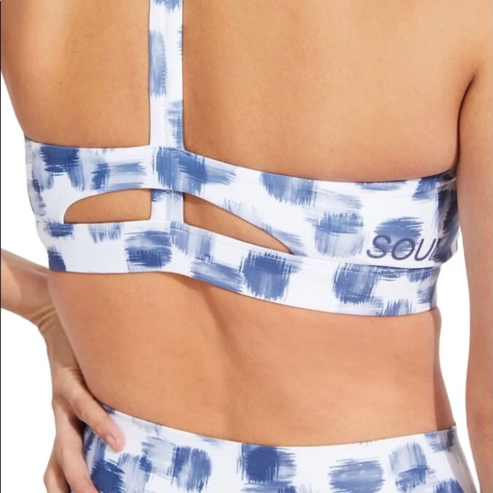 NWT Soulcycle Y Back Katie Yoga Sport Bra Abstract Polka Dot - Picture 2 of 13